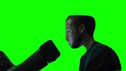 Ryan Gosling looking through Telescope meme green screen