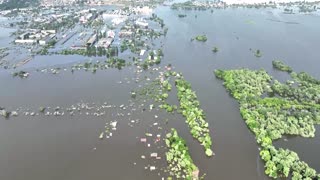 Drone footage shows flood waters in Kherson subsiding