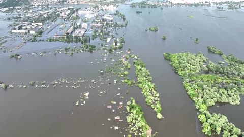 Drone footage shows flood waters in Kherson subsiding