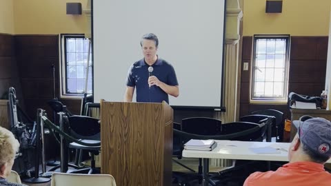 Attorney Matt Benda presents local elections lawsuit at the Rice County Town Hall 9/16/23