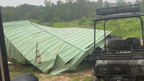 Strong Wind Blows Shed Over