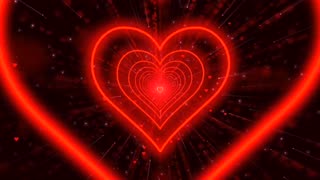 571. Heart Tunnel Background❤️Red Neon Heart Background Heart Heart