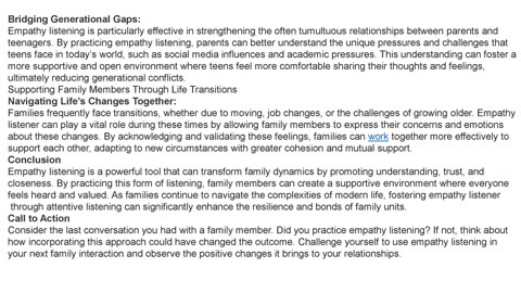 The Role of Empathy Listening in Strengthening Family Bonds