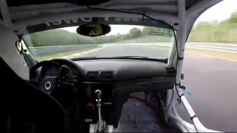 The first perspective display of racing drivers driving racing cars