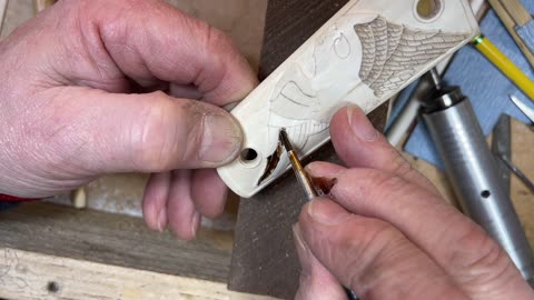 Carving Eagles on Ivory 1911 Grips: The feathering process