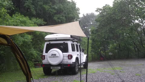 Camping In Heavy Rain with Tent shelter
