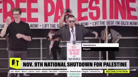 Macklemore speaks at the “Free Palestine” rally in DC