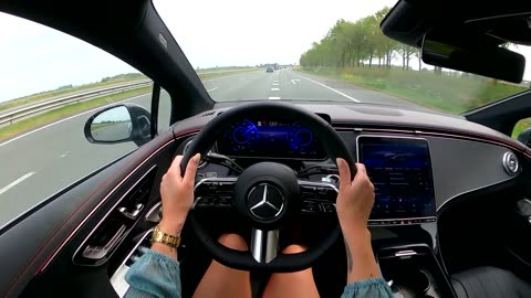 Girl Driving Mercedes-Benz 2022 EQE 350 AMG Line 292HP (215kw)
