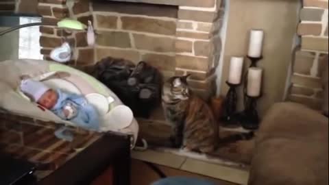 In this video you will learn about the bond with a cat and a litlle baby,