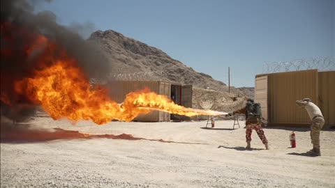 Shooting an M9 Flamethrower in the Mojave Desert