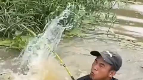 the pull of this monster fish makes me fall