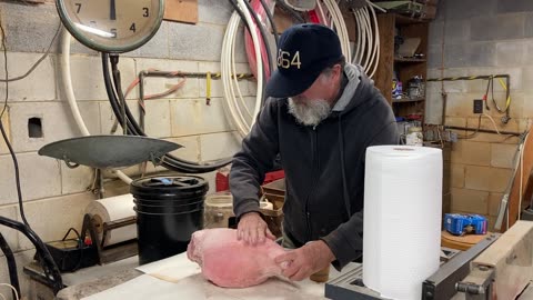Salting hams to cure