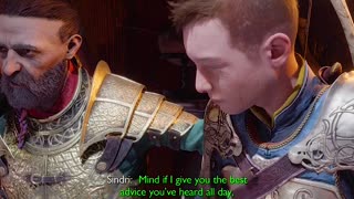 Sindri giving Atreus advice God of War Ragnarök