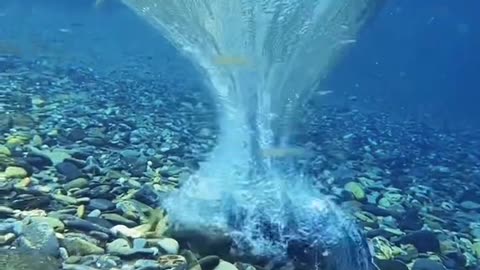 Phone captures the astonishing effect that a rock creates underwater