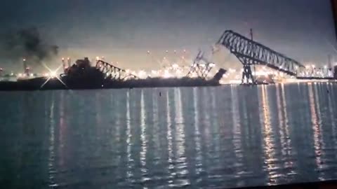 The exact moment when the Francis Scott Key Bridge collapse