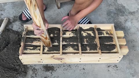 Casting Cement Bricks With Joints From Cement Pallet Mold Creating Beautiful Patterns