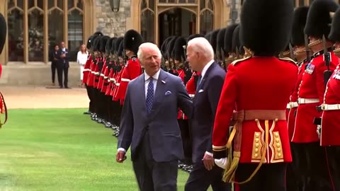 King Charles III Struggles To Get Joe Biden To Move On At Windsor Castle Arrival Ceremony
