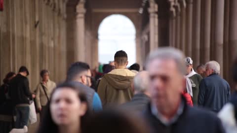 Crowd People City Torino Italy To Stroll