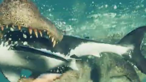 A GIANT CROCODILE ATTACKS SHARKS!!!