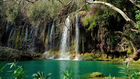 Very beautiful waterfall, and the color of the water is very clear