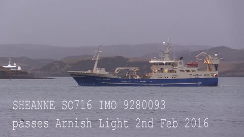 Trawler SHEANNE passes Arnish light 02 02 2016