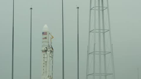 Antares Rocket Raised On it's Launch Pad