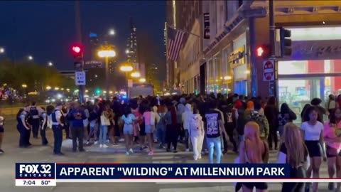 Hundreds of teenagers flood into downtown Chicago, smashing car windows