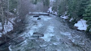 Spectacular Winter River Views from Bridge – Tamanawas Falls – Mount Hood – Oregon – 4K