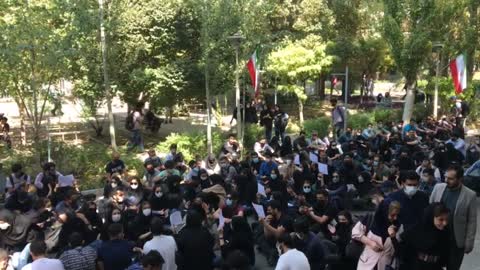 Iranian university students chant in protest of government