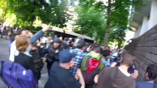 June 4 2017 Portland 1.11.3 Antifa heckling and blocking the path of people as they leave