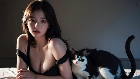 Ai Art Beauties, Real 4K, Beautiful Girls in Lazy Day with Cats, LookBook