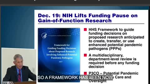 Dr Fauci and Gain of Function Funding