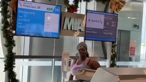 Upset Lady Chases American Airlines Worker