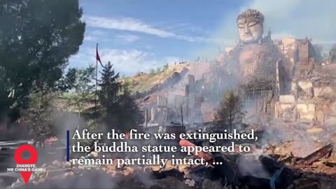 39-meter-tall BUDDHA statue on fire in NW China's Gansu; cause under investigation
