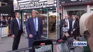 4/16/24 President Donald Trump visits a Harlem NY bodega after the second full day of jury selection