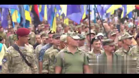 The Ukraine Flag Flies over occupied Donetsk