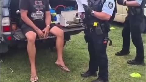 Canberra, Australia - Parliament House Convoy - Police rounds up People