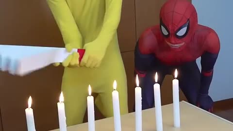 Candle Blowing Challenge funny spider man comedy video 🤣🤣