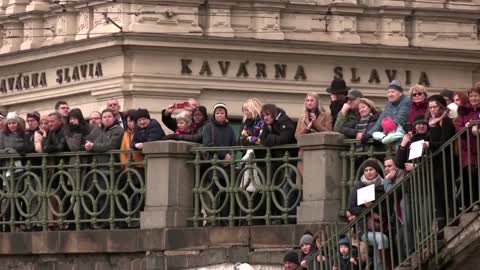 People dive in for Boxing Day winter swim in Prague