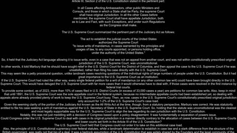 Why did the Marshall Court actually rule that part of the Judiciary Act was unconstitutional