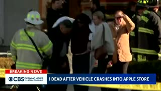 1 dead after vehicle crashes into Apple store