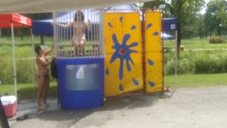 Topless dunking booth