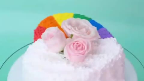making rainbow cake