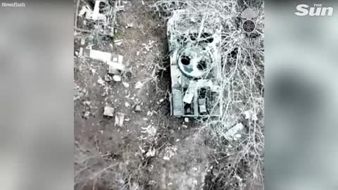 Ukrainian forces blow up Russian tank in massive explosion in Luhansk region