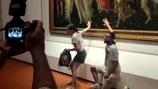 Climate Change activists protest in Italian Gallery