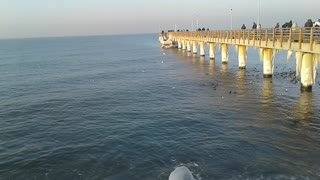 Unique natural beauty. Frozen waves on the pier. Zelenogradsk. Russia. Part 1