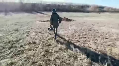 Combat work of the Uragan MLRS of Russian soldiers on the front line.