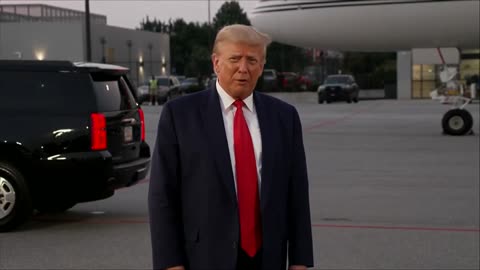 Donald Trump speaks after his arrest in Georgia