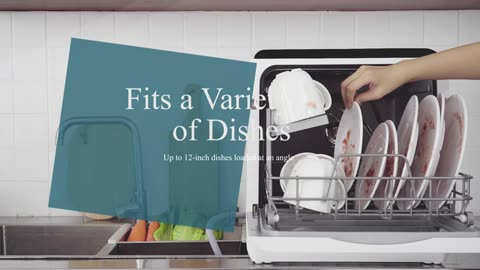 Portable Countertop Dishwashers, NOVETE Compact Dishwashers with 5 L Built-in Water Tank