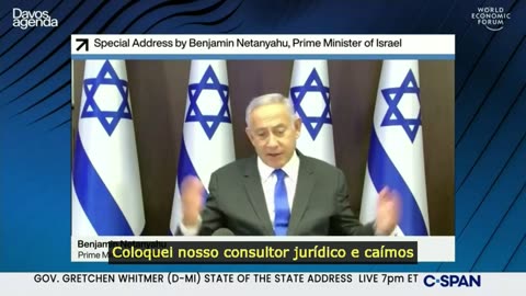 Este é Benjamin Netanyahu falando ao Fórum Econômico Mundial em janeiro de 2021 sobre COVID